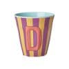 Rice - Middelgroot Alfabetbeker - Meerkleurig - D - Stripes