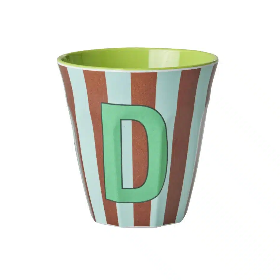 Rice - Middelgroot Alfabetbeker - Meerkleurig - D - Stripes