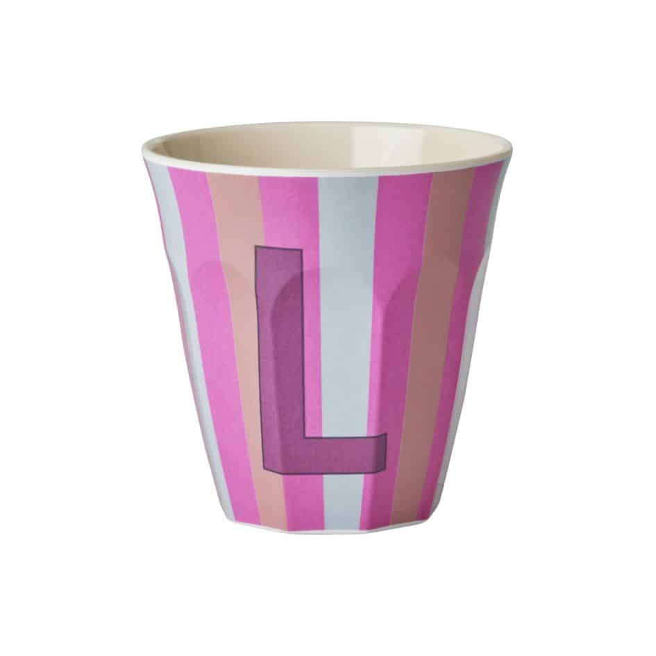 Rice - Middelgroot Alfabetbeker - Meerkleurig - L- Stripes
