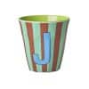 Rice - Middelgroot Alfabetbeker - Mint - J - Stripes