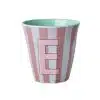 Rice - Middelgroot Alfabetbeker - Roze - E - Stripes