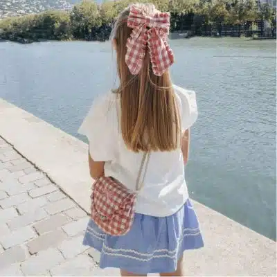 Rockahula Kids - Gingham Ruffle Long Bow Clip