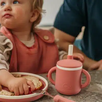 Smikkels - Siliconen cup with handle - Pink