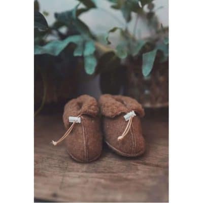 We Are Wovens - Wollen Slofjes - 0/6 maand - Espresso