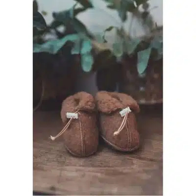 We Are Wovens - Wollen Slofjes - 0/6 maand - Espresso