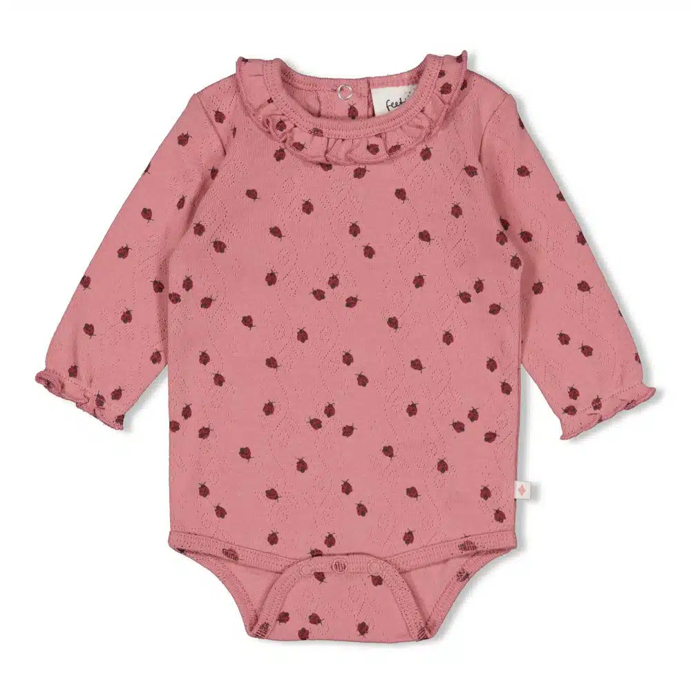 Feetje - Romper ajour rib AOP - Ladybug