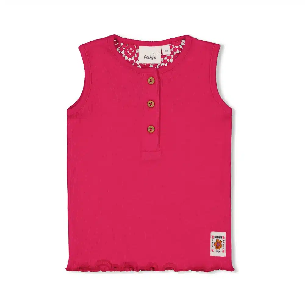 Feetje - Singlet rib met crochet rugdetail - Love Peace Aloha