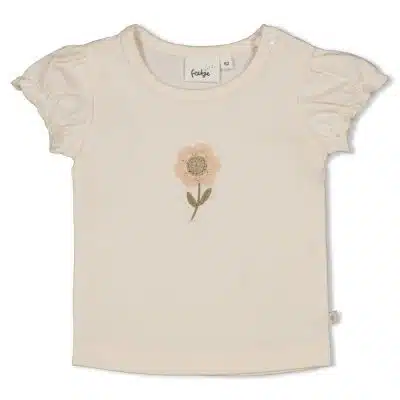 Feetje - T-shirt met crochet bloem - Let Your Dreams Blossom