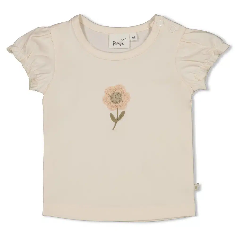 Feetje - T-shirt met crochet bloem - Let Your Dreams Blossom