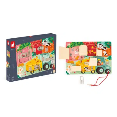 Janod – Activiteitenbord met sloten en grendels - De Boerderij