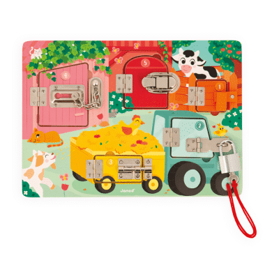 Janod – Activiteitenbord met sloten en grendels - De Boerderij