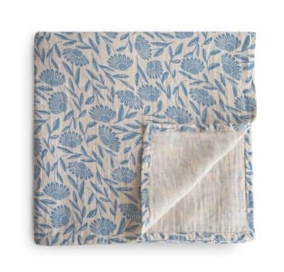 Mushie - Muslin Swaddle - Blue Flowers