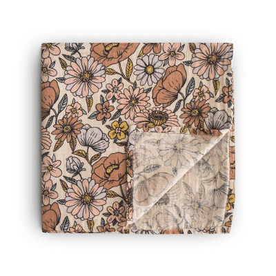 Mushie - Muslin Swaddle - Retro Flowers