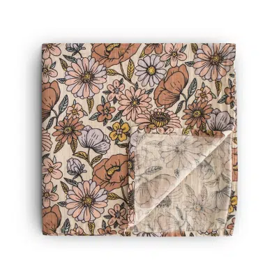 Mushie - Muslin Swaddle - Retro Flowers