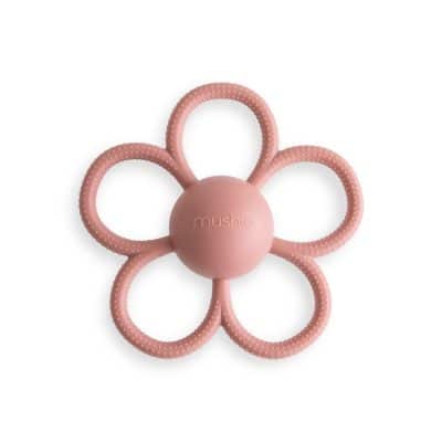 Mushie - Rattle Daisy Teether - Dusty Rose