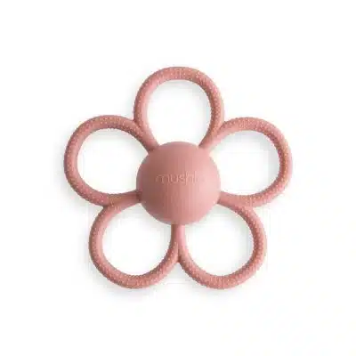 Mushie - Rattle Daisy Teether - Dusty Rose