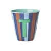 Rice - Middelgroot Alfabetbeker - Blauw - T - Stripes
