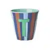 Rice - Middelgroot Alfabetbeker - Blauw - T - Stripes
