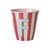 Rice - Middelgroot Alfabetbeker - Roze - F - Stripes