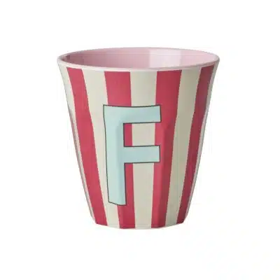 Rice - Middelgroot Alfabetbeker - Roze - F - Stripes