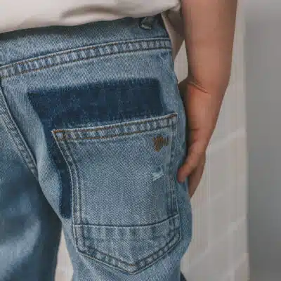 Your Wishes - Denim Blue - Patch Tapered Jeans