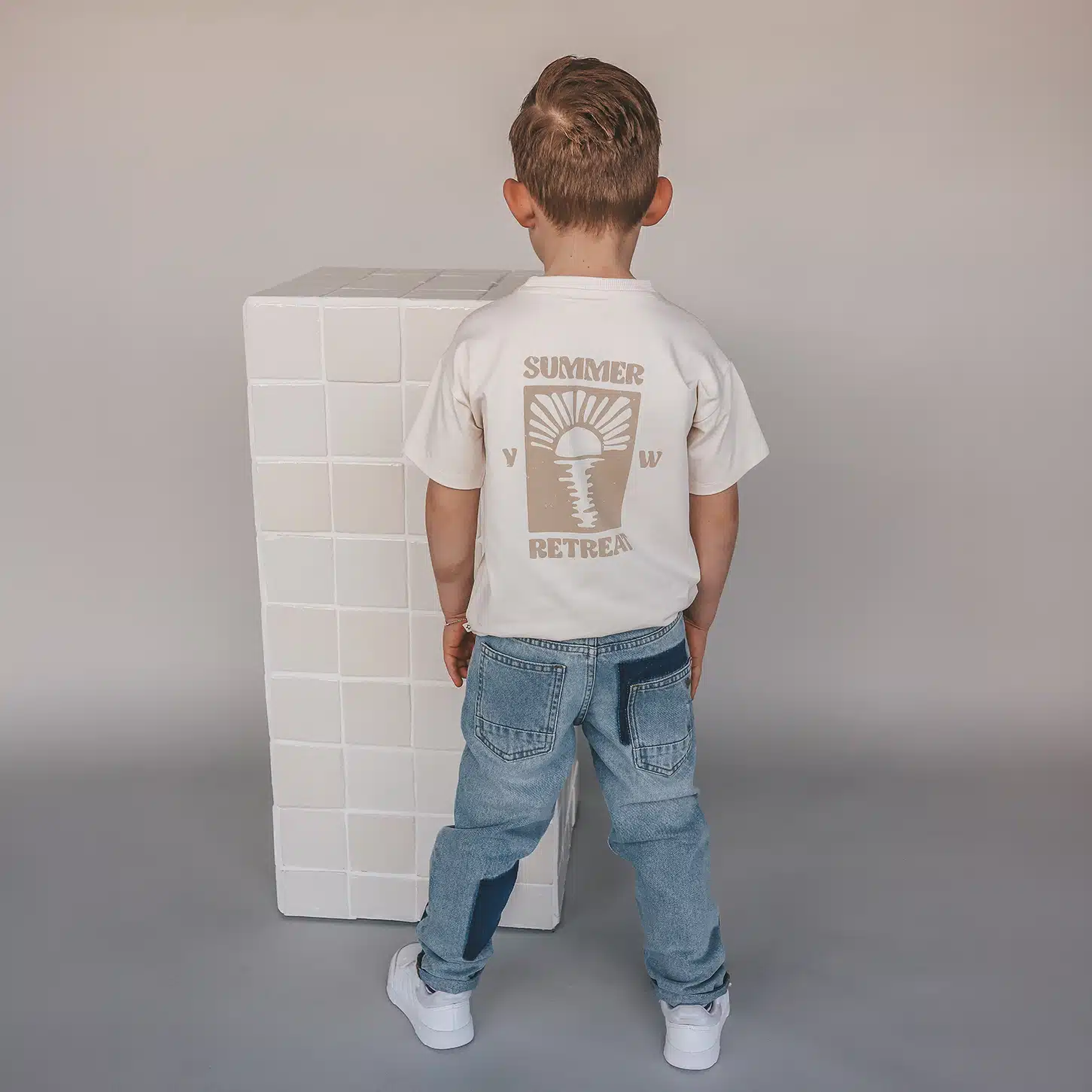 Your Wishes - Denim Blue - Patch Tapered Jeans