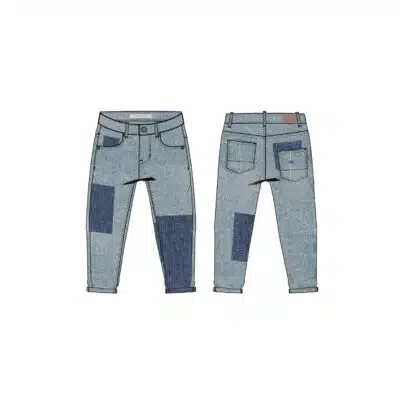 Your Wishes - Denim Blue - Patch Tapered Jeans