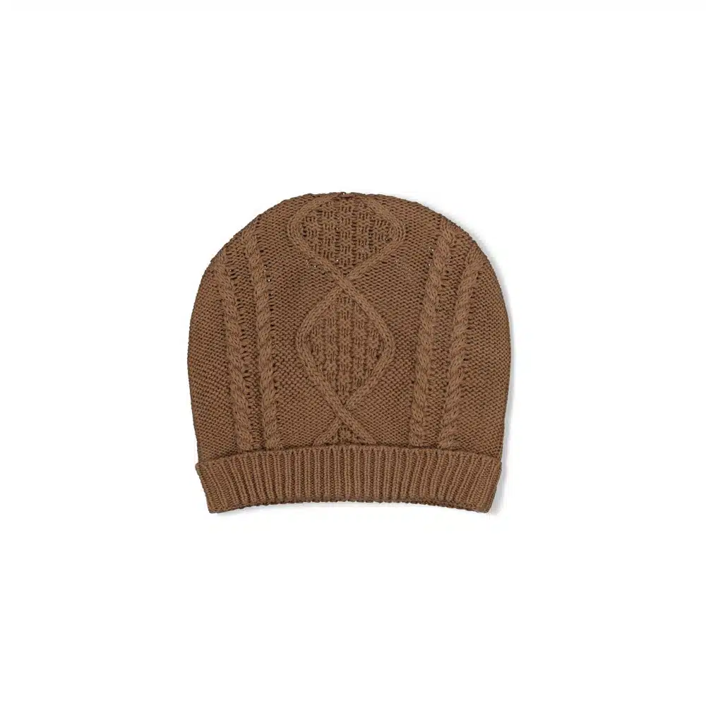 Feetje - Mutsje gebreid cable-knit - The Knits - Bruin
