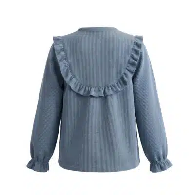 Your Wishes - Rib Denim - Ruffle Blouse