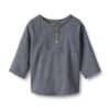 Wheat - Shirt L/S Bjørk - Greyblue Slub Stripe
