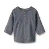 Wheat - Shirt L/S Bjørk - Greyblue Slub Stripe