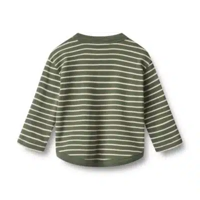 Wheat - T-shirt L/S Osvald - Dark Green Stripe