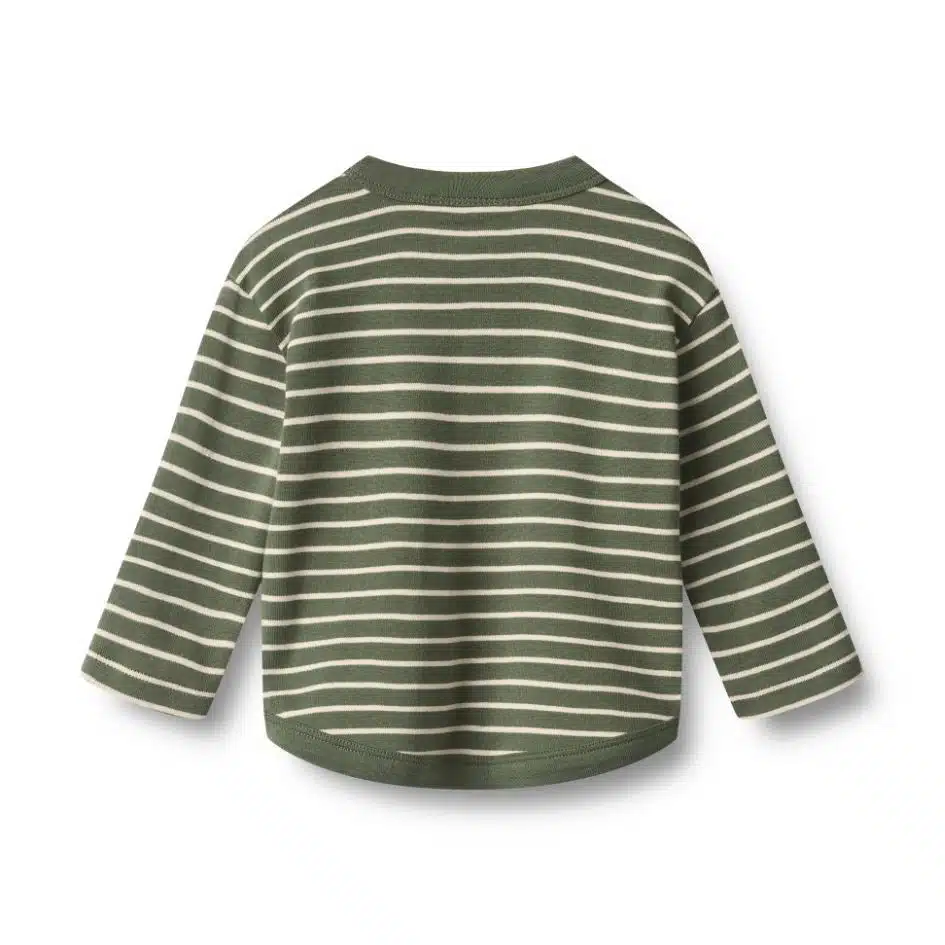 Wheat - T-shirt L/S Osvald - Dark Green Stripe