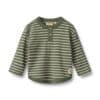Wheat - T-shirt L/S Osvald - Dark Green Stripe