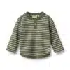 Wheat - T-shirt L/S Osvald - Dark Green Stripe