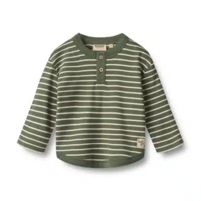 Wheat - T-shirt L/S Osvald - Dark Green Stripe