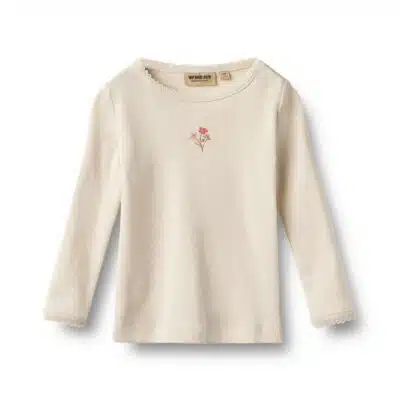 Wheat - T-shirt L/S Print Belis - Eggshell
