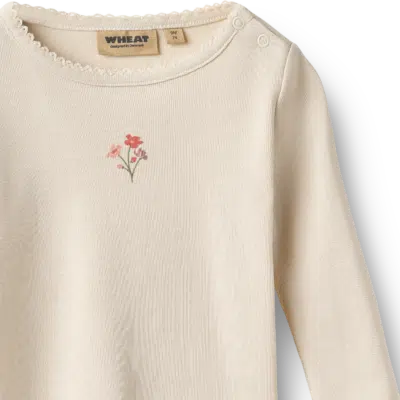 Wheat - T-shirt L/S Print Belis - Eggshell