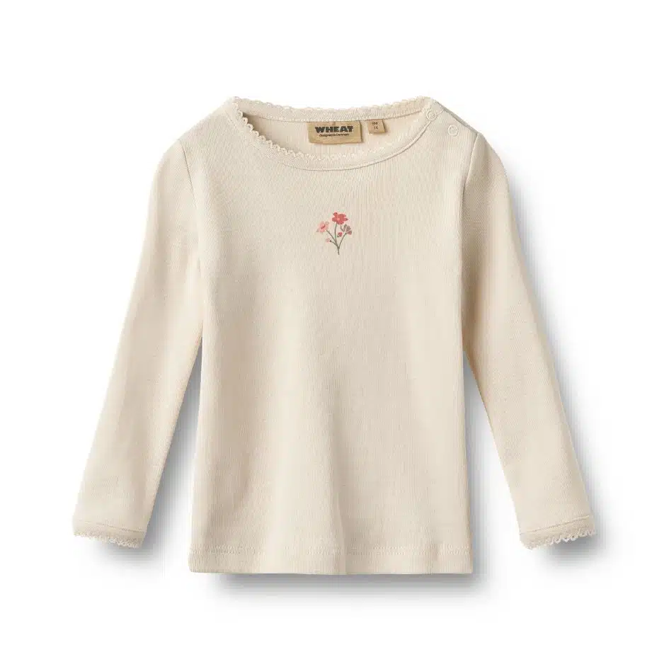 Wheat - T-shirt L/S Print Belis - Eggshell