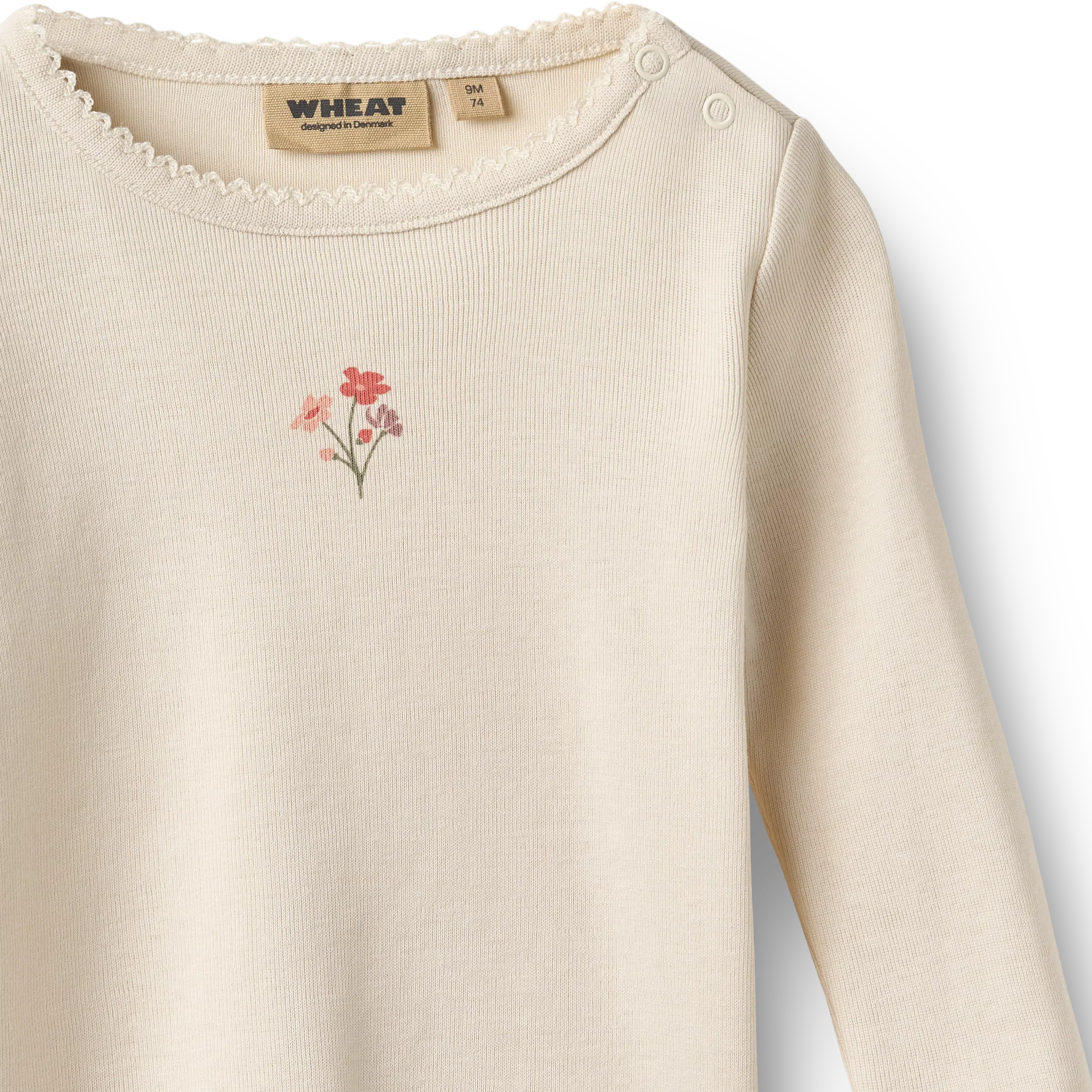 Wheat - T-shirt L/S Print Belis - Eggshell