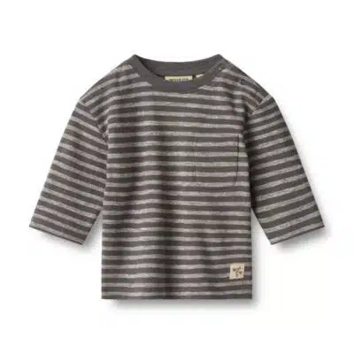 Wheat - T-shirt L/S Ross - Dark Charcoal Stripe