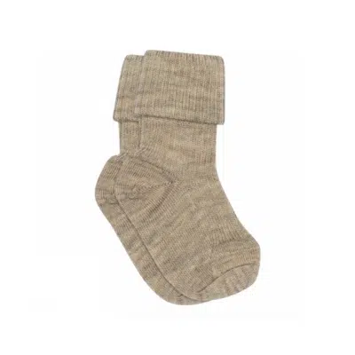 MP Denmark - Wool rib baby socks- Light Brown Melange