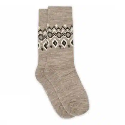 MP Denmark - Wool Socks - Torshavn long socks - Light Brown Melange