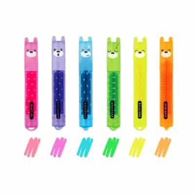 Legami - Set of 6 Teddy Bear Mini Highlighters - Teddy's Mood