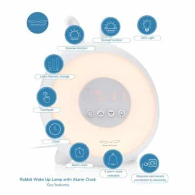 Rabbit&Friends - Rabbit Wake Up Lamp with Alarm Clock - Pink